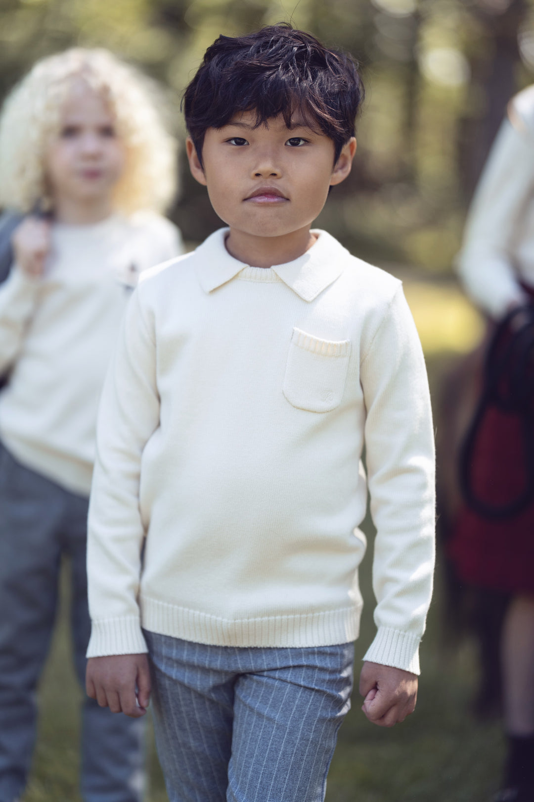 top l/s knit collared sweater - oatmilk