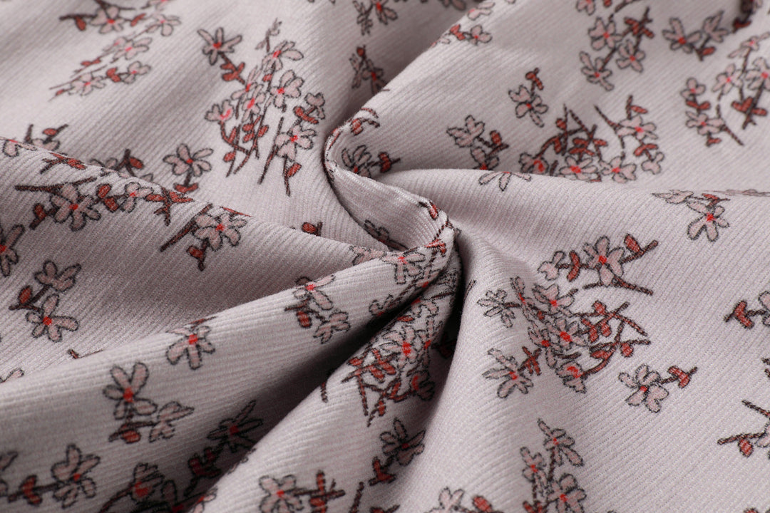 dress corduroy floral print with stitch collar - floral