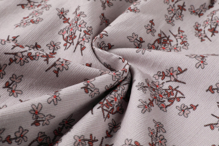 dress corduroy floral print with stitch collar - floral