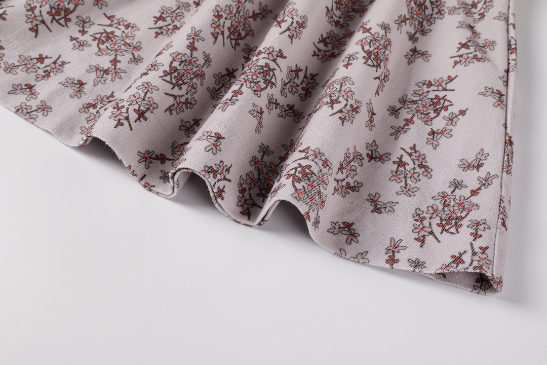 dress corduroy floral print with stitch collar - floral