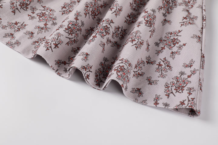 dress corduroy floral print with stitch collar - floral