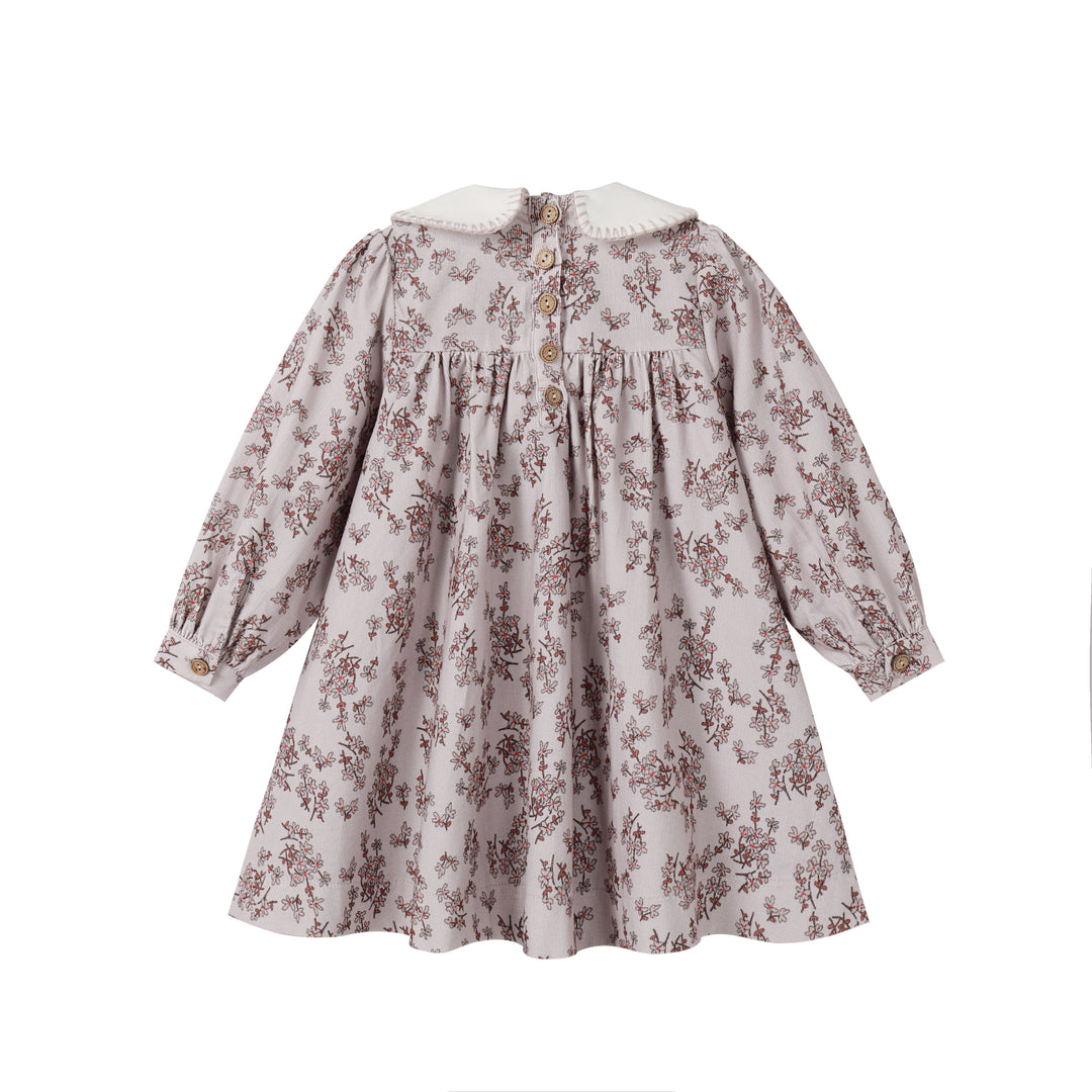 dress corduroy floral print with stitch collar - floral