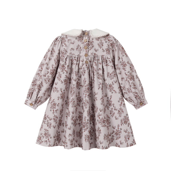 dress corduroy floral print with stitch collar - floral