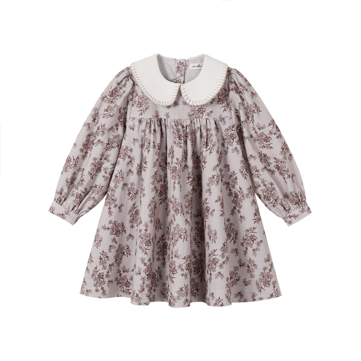 dress corduroy floral print with stitch collar - floral