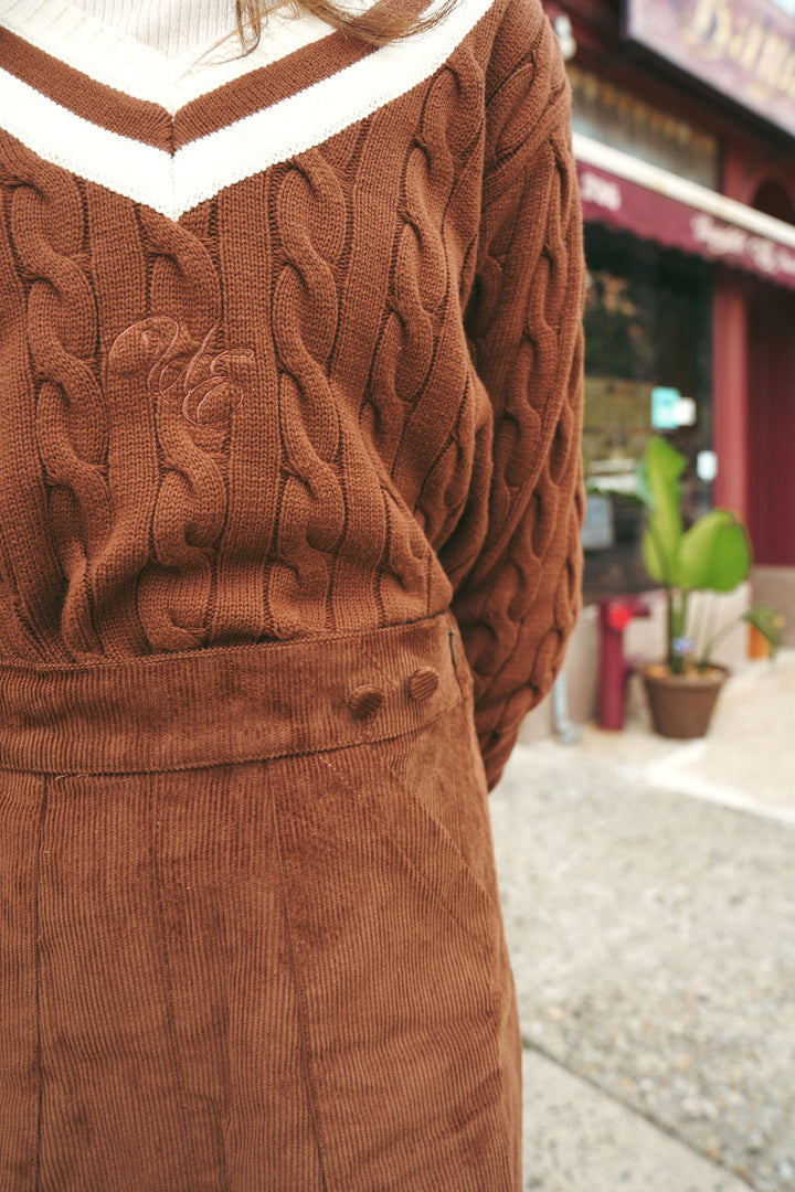 skirt corduroy pocket - brown