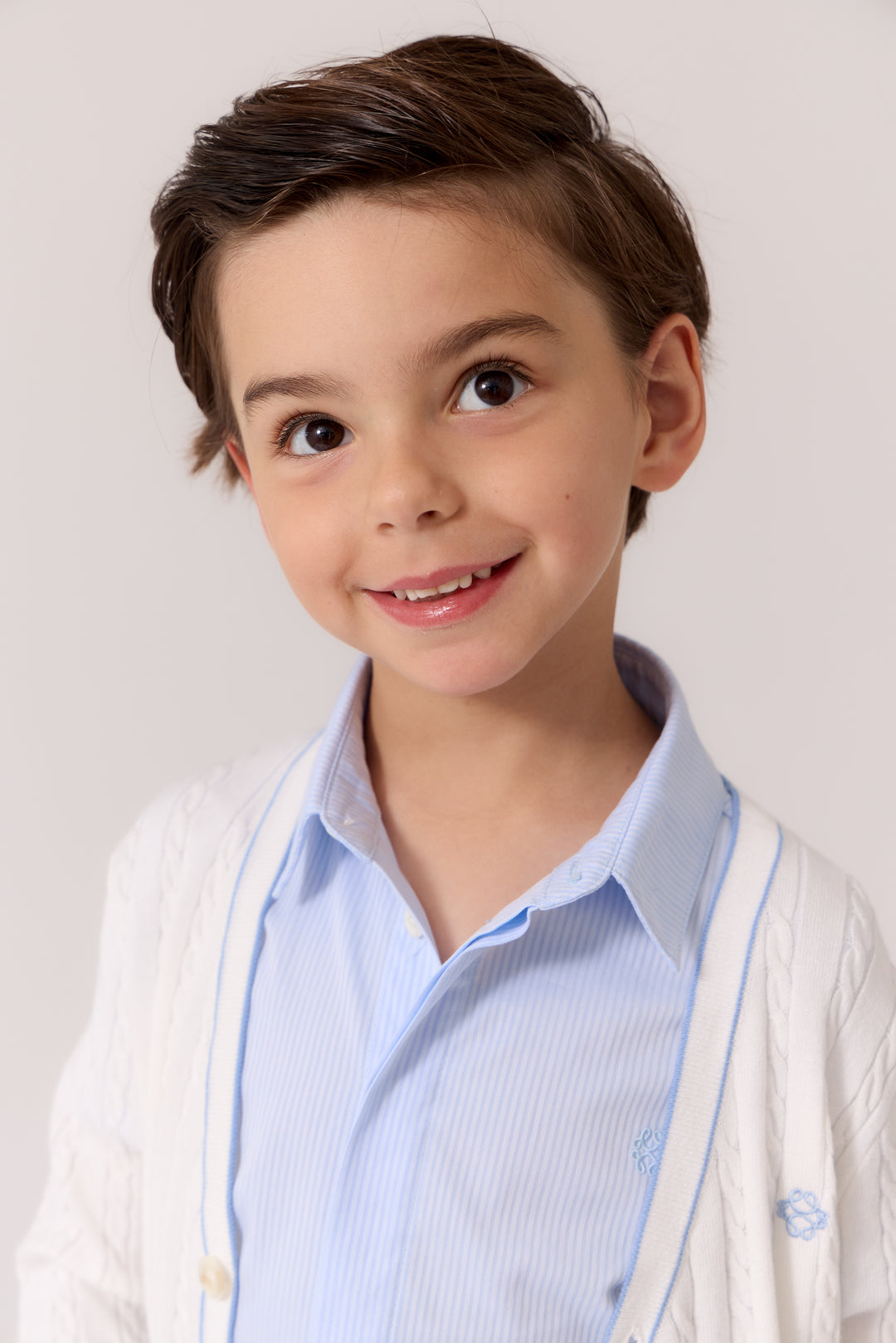 top l/s cable knit v cardigan - white