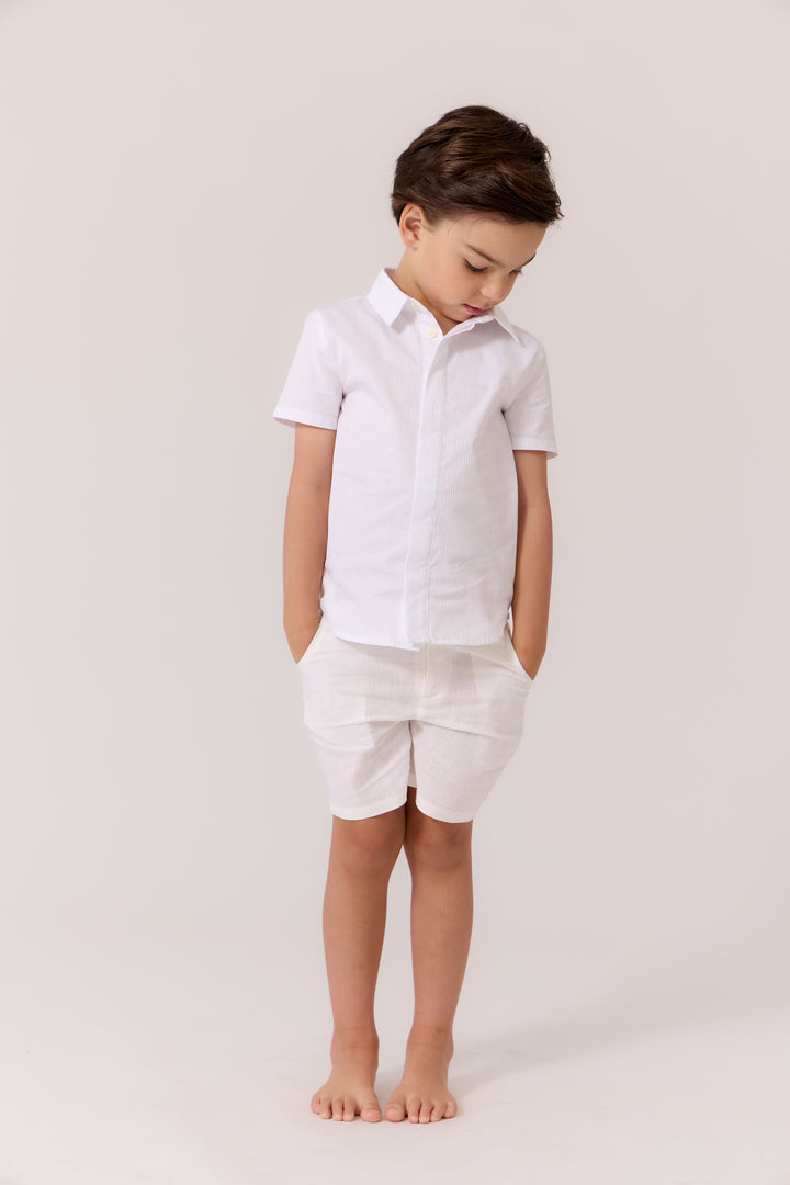 shirt s/s striped - white