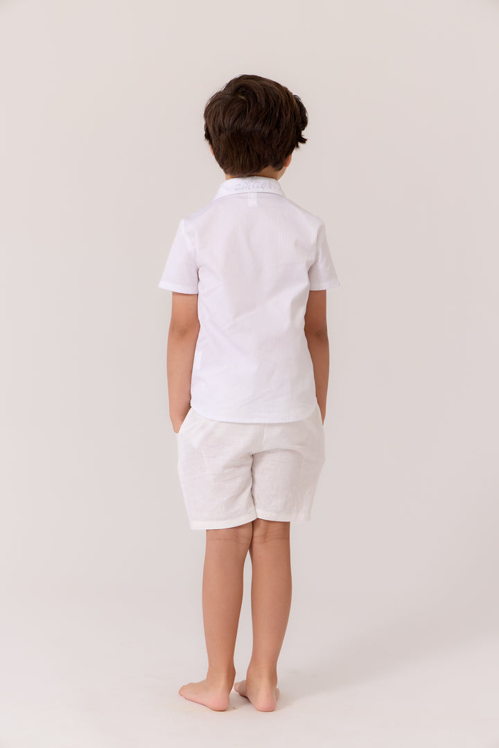 shirt s/s striped - white