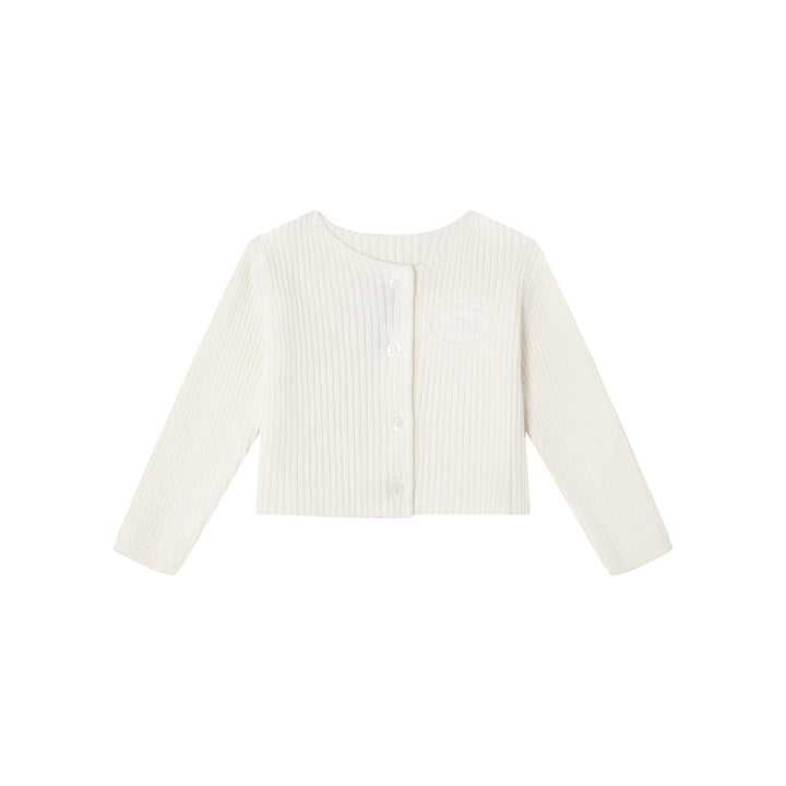 set knit footie embossed emblem with cardigan bonnet and blanket - cream