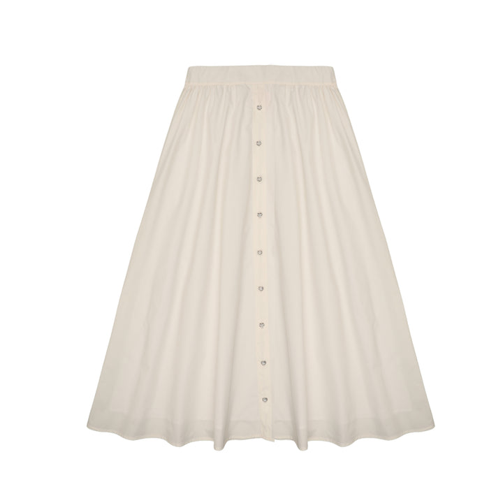 skirt taffeta rhinestone button down - cream