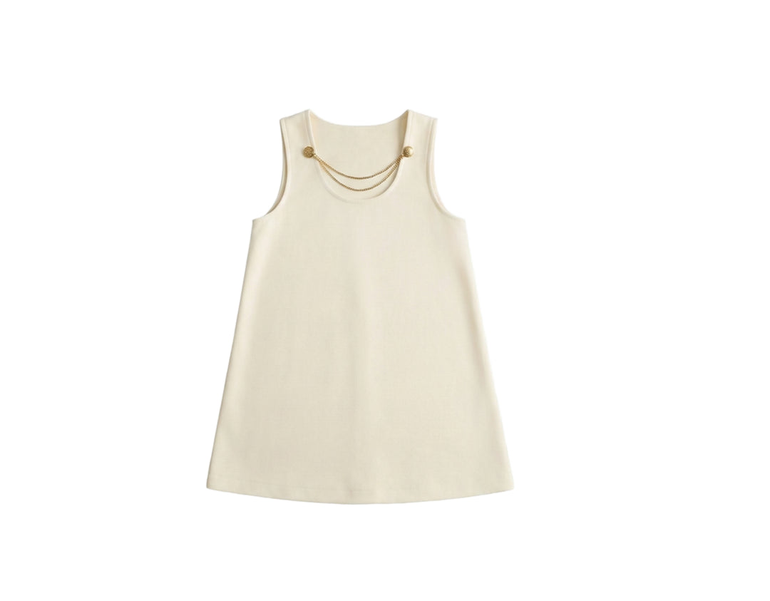 dress front chain vintage wool jumper - cream
