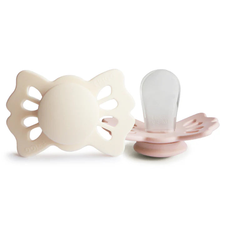 pacifier lucky symmetrical silicone rubber 2 pack - cream/blush