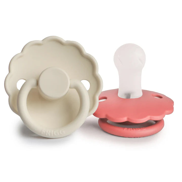 pacifier dasiy silicone rubber 2 pack - cream/poppy