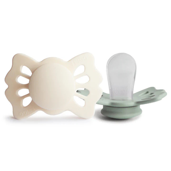 pacifier lucky symmetrical silicone rubber 2 pack - cream/sage