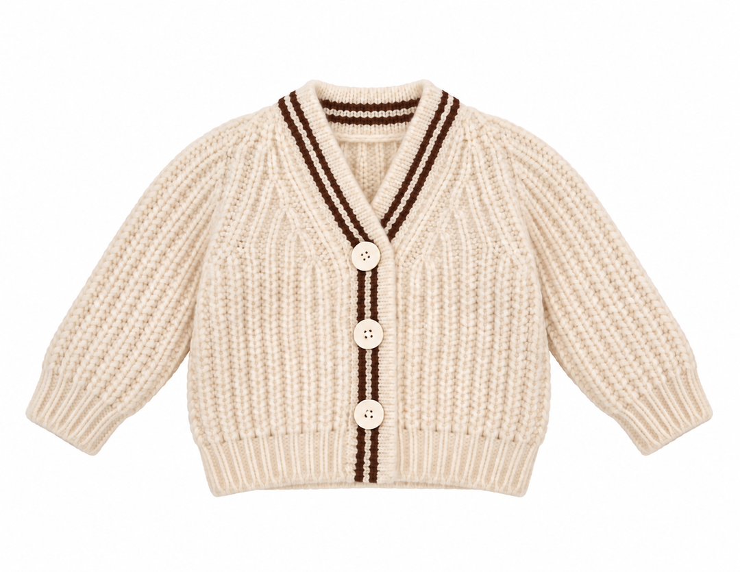 cardigan wool stripe  - tan/chocolate stripe