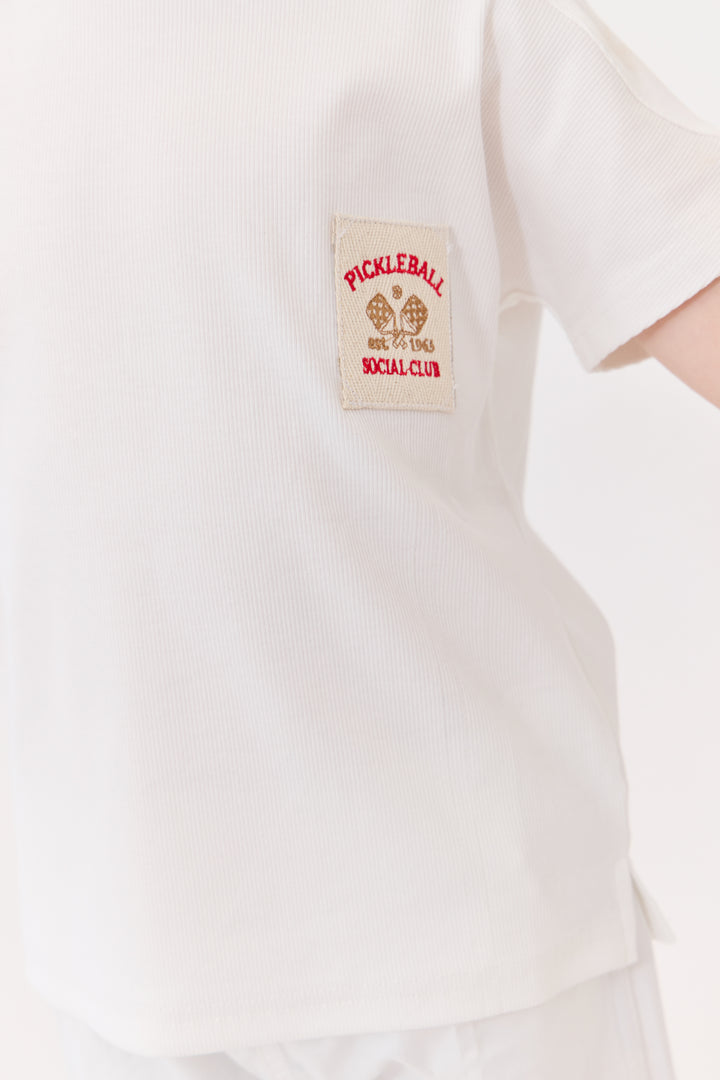 tee s/s ribbed pickleball patch - white