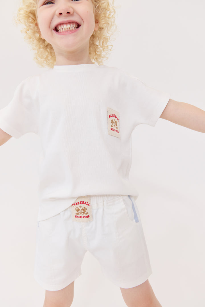 tee s/s ribbed pickleball patch - white