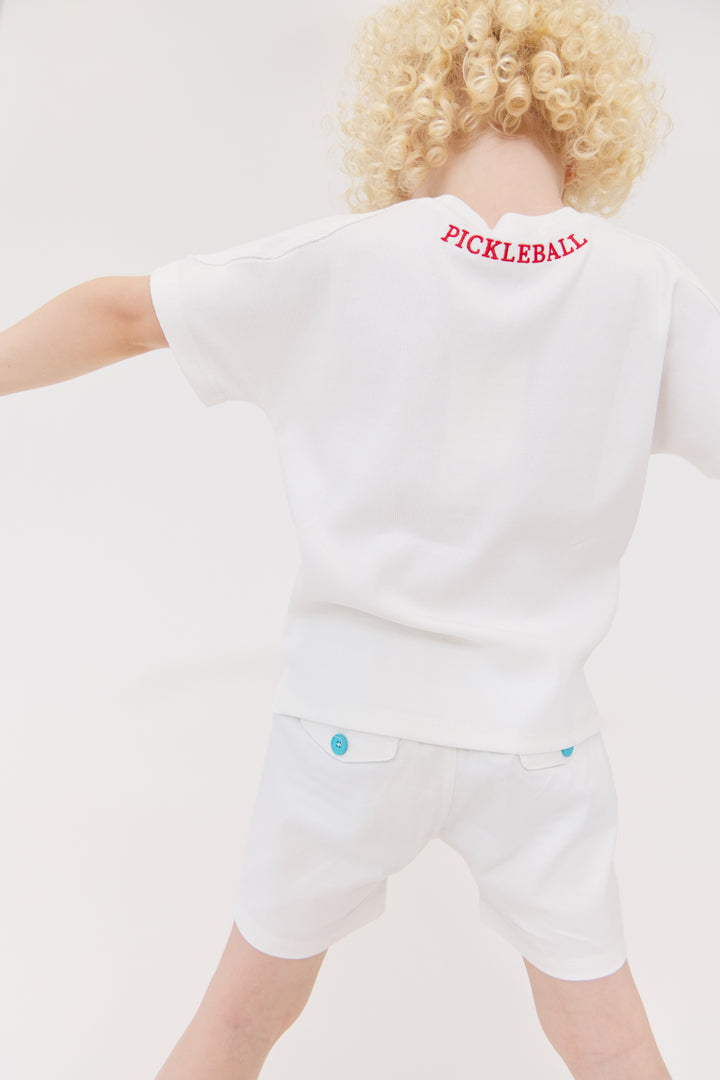 shorts pickleball patch - white