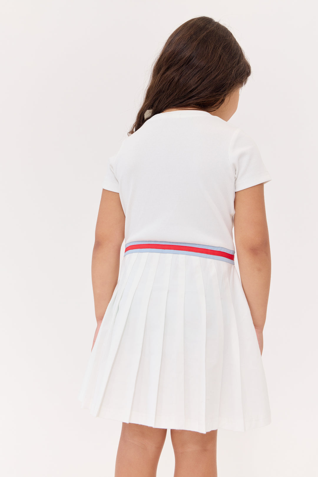 dress s/s pickleball patch pleated bottom - white