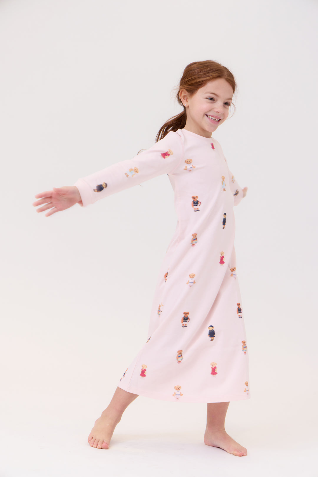 nightgown teddy print - light pink