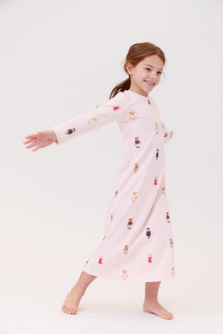 nightgown teddy print - light pink