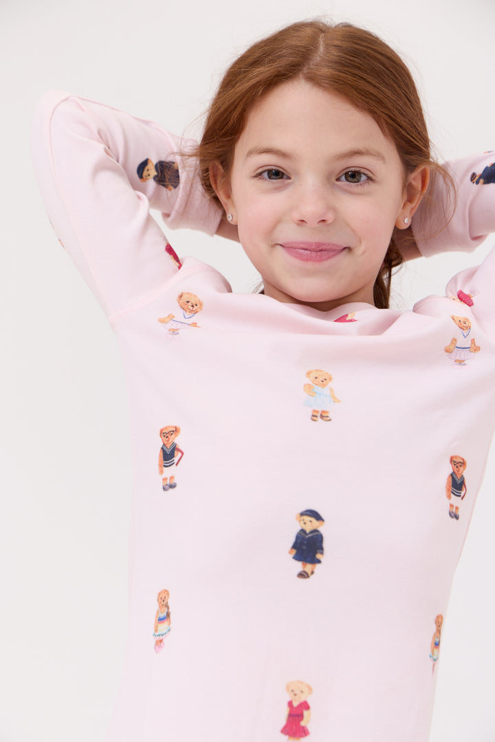 nightgown teddy print - light pink