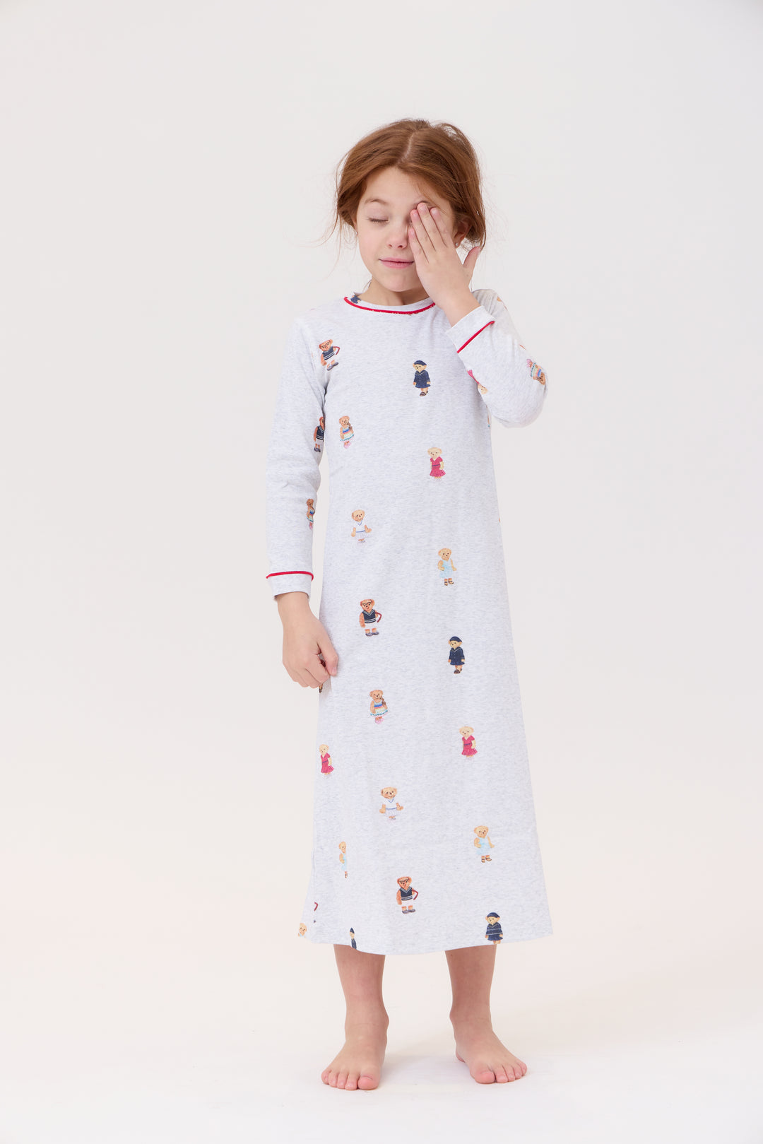 nightgown teddy print - grey/pink