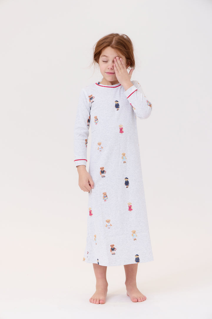 nightgown teddy print - grey/pink