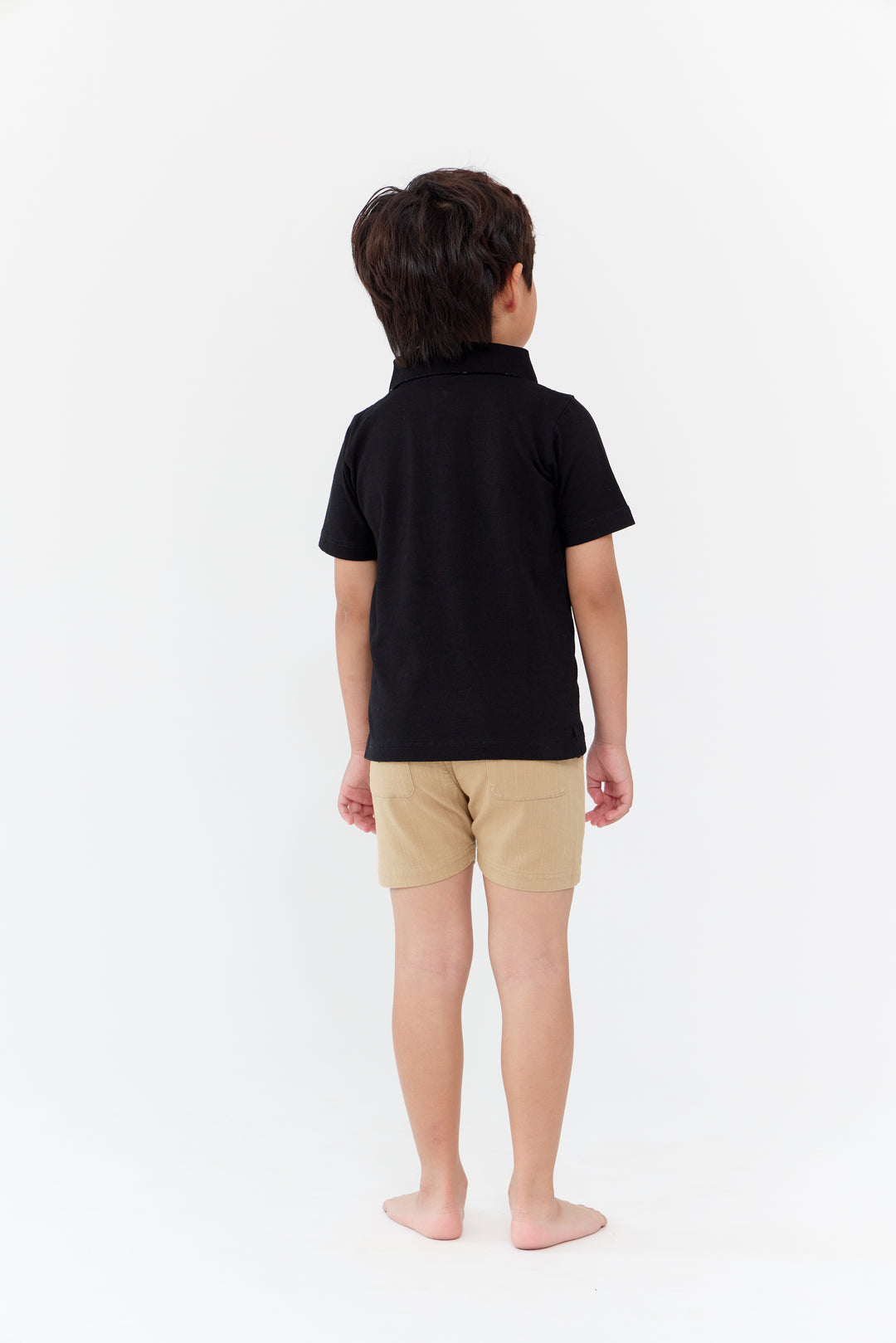 polo l/s half zipper denim look - black