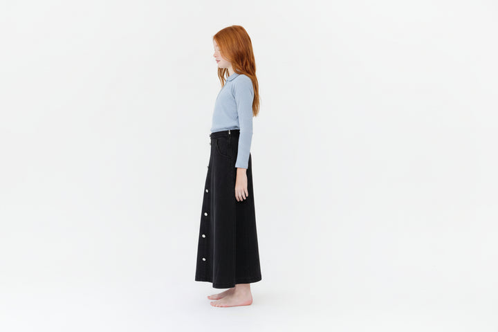 skirt mock button down - navy