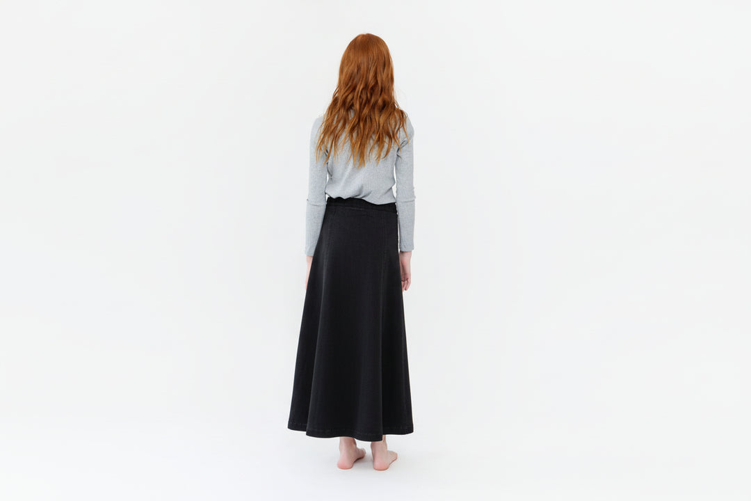 skirt mock button down - navy