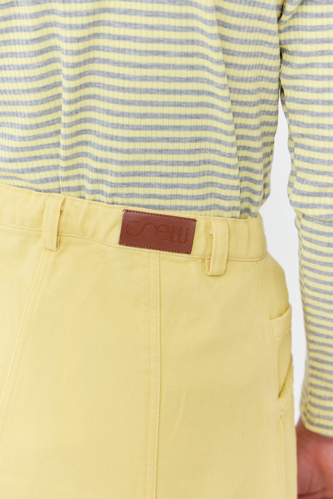 skirt denim braided pocket trim - butter