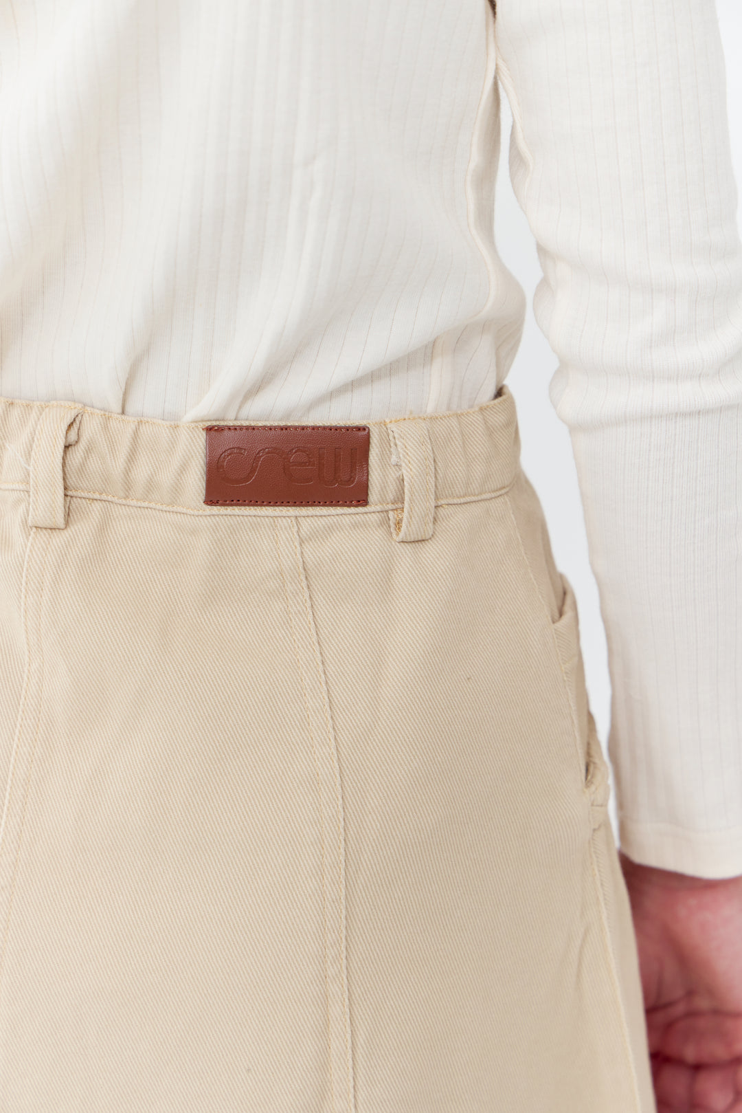 skirt denim braided pocket trim - tan