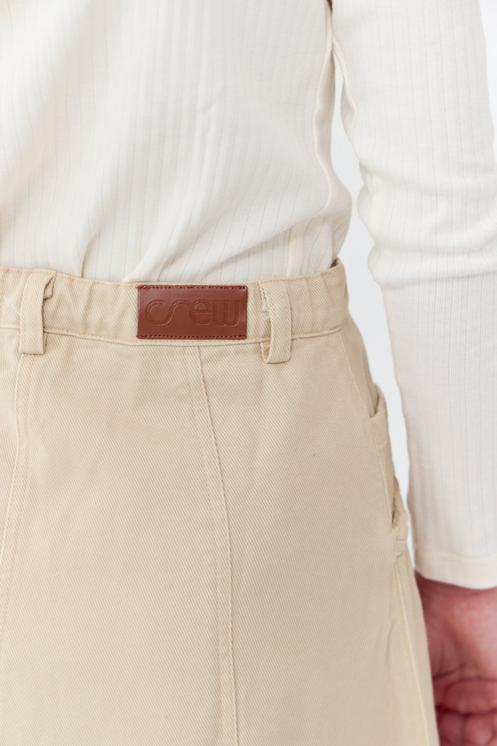 skirt denim braided pocket trim - tan