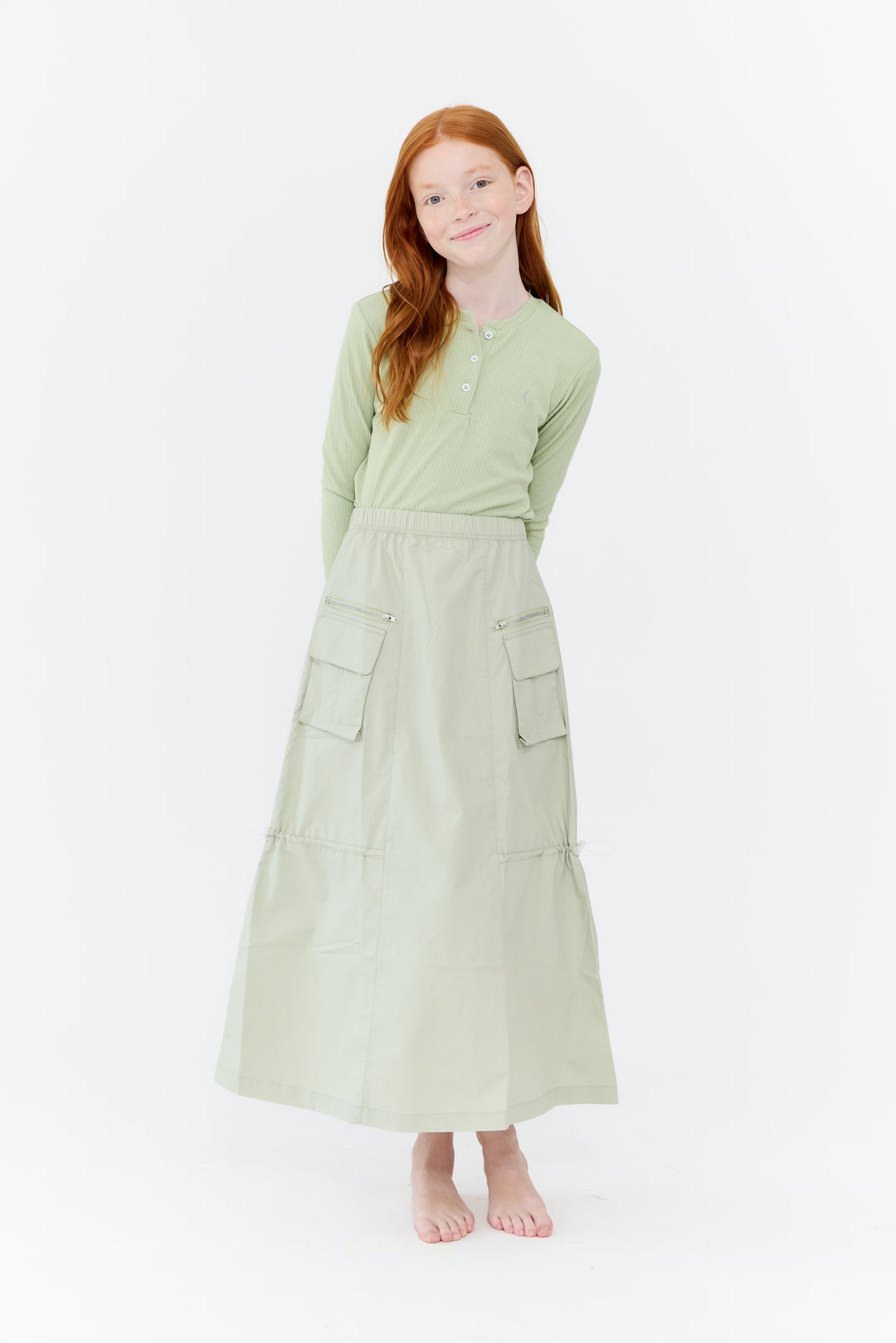 skirt cargo style drawstring - vintage green