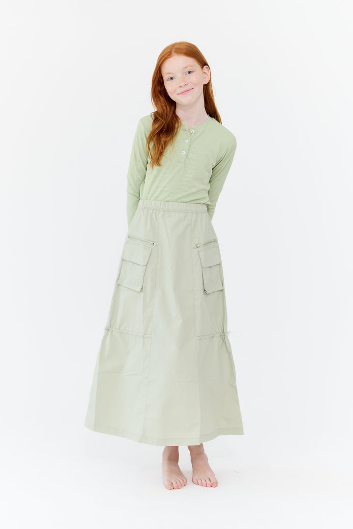 skirt cargo style drawstring - vintage green