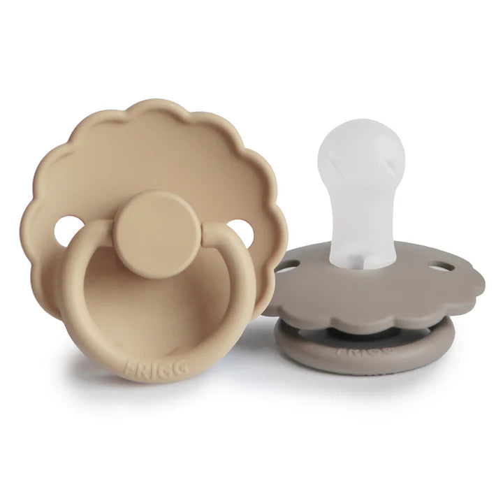 pacifier dasiy silicone rubber 2 pack - croissant/portabello