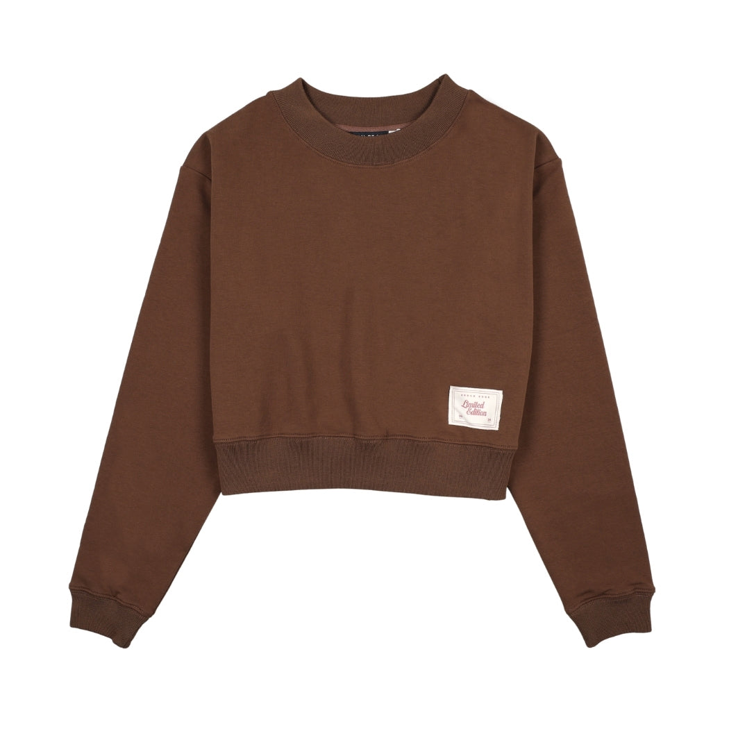 top l/s cropped sweatshirt - brown