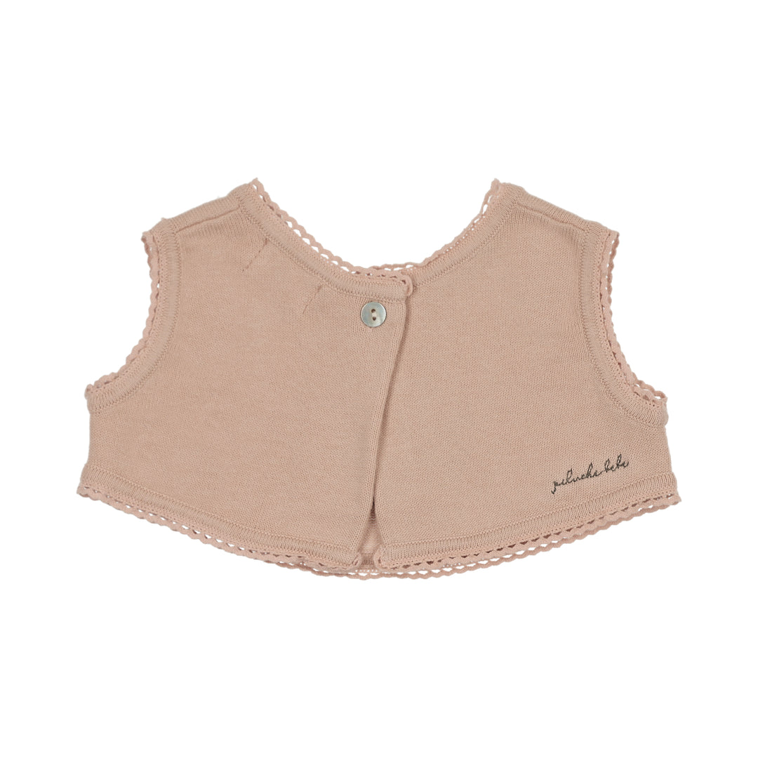 top s/s knit vest with embroidery - rose