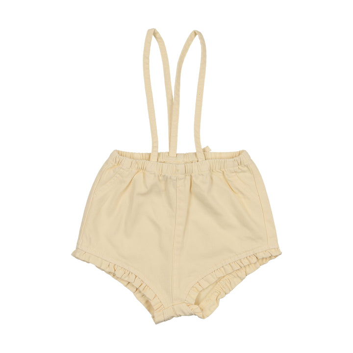 set outfit gingham peplum top and bloomer - yellow
