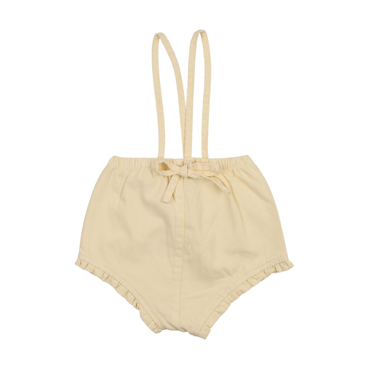 set outfit gingham peplum top and bloomer - yellow