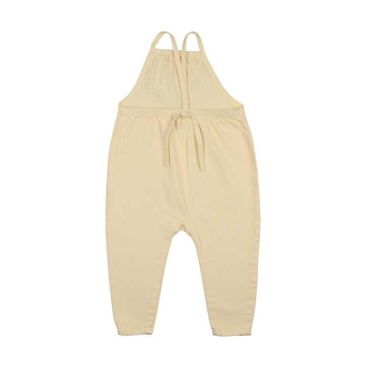 one piece denim long romper - yellow