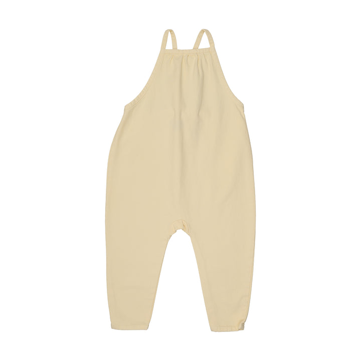 one piece denim long romper - yellow