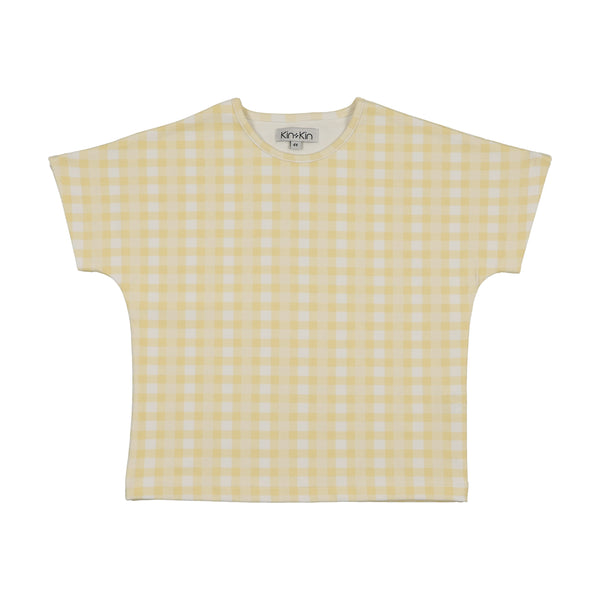 tee s/s printed - yellow gingham – Lily and Todd