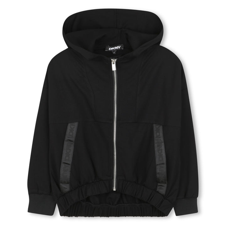 top l/s logo zip up hoodie - black-09b