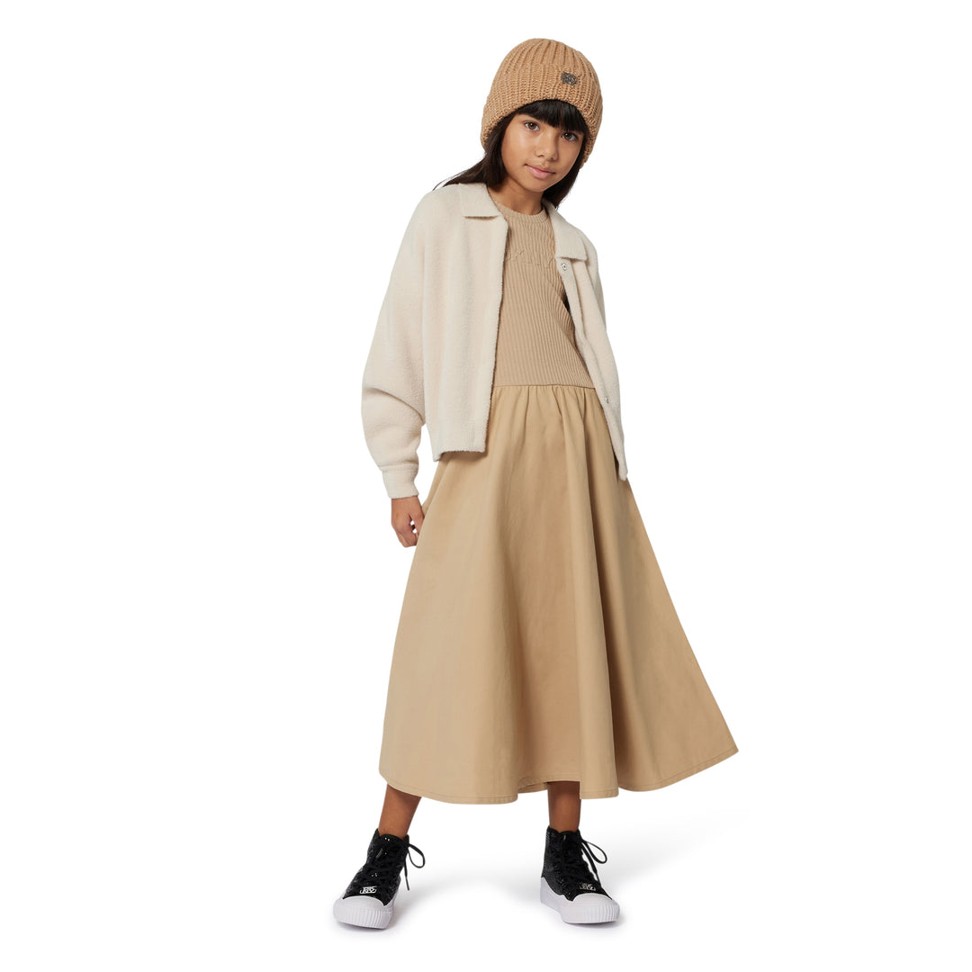 top l/s mohair knitted snap front with collar - sand-217