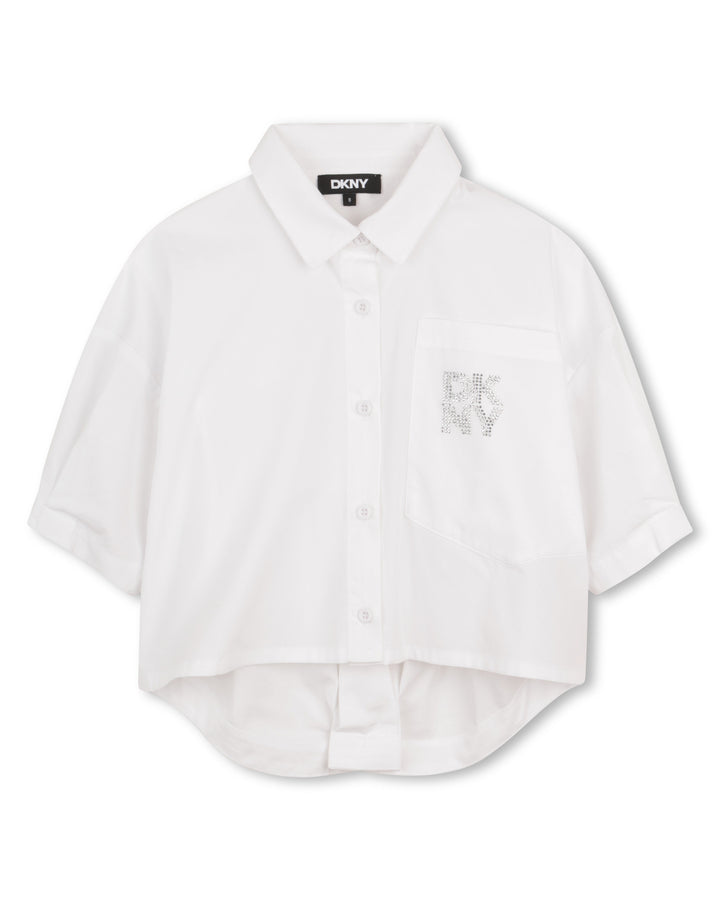 shirt s/s cropped crystal logo - white-10p