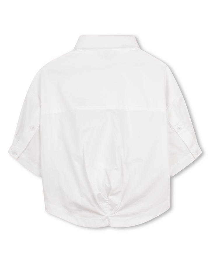 shirt s/s cropped crystal logo - white-10p