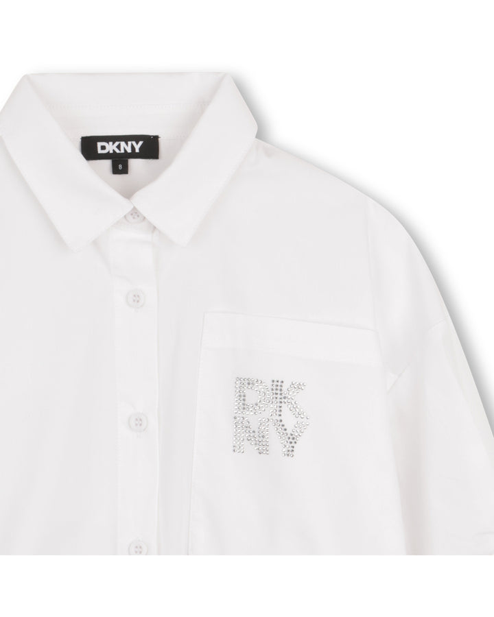 shirt s/s cropped crystal logo - white-10p