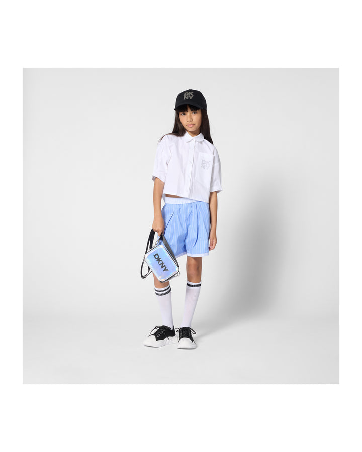 shirt s/s cropped crystal logo - white-10p